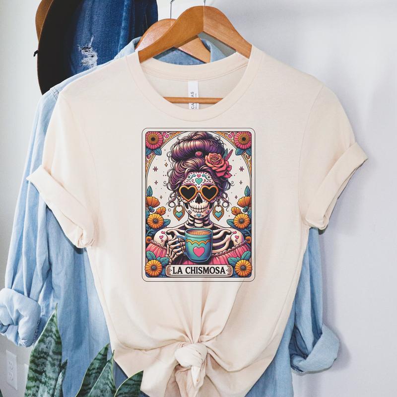 # 304 - La Chismosa Tarot Card Design - Print Unisex Crew neck Tee T-shirt