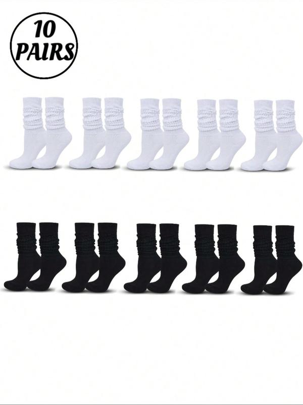 Women's Random Color Crew Socks, Baggy Socks, Fashionable Cozy Warm Thickened Shirred Socks for Fall & Winter, Women's Socks for Daily Wear