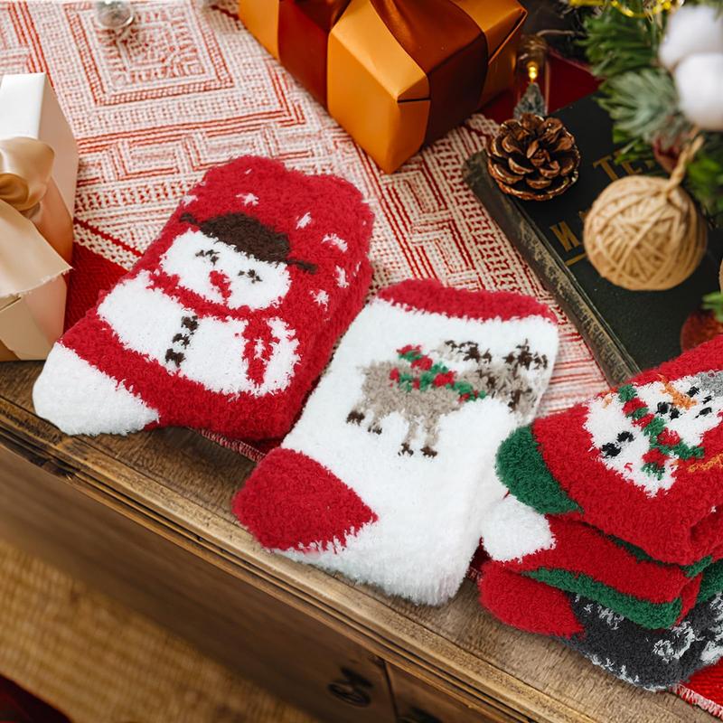 6 Pairs Christmas Socks Women - Fuzzy Christmas Socks, Colorful Warm Fluffy Slipper Socks for Women