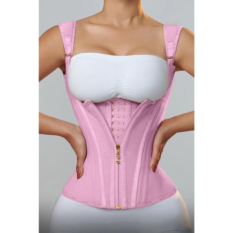 Multicolour Flat Belly Waist Trainer Double Compression Corset With Bone Adjustable Zipper Body Shaper Fajas Colombians Girdles