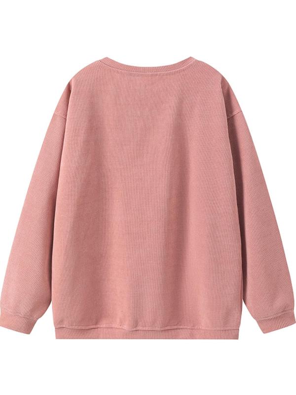 Women's Plain Drop Shoulder Pullover Sweatshirt, 2024 New Style Casual Long Sleeve Round Neck Sweatshirt for Fall & Winter, Women's Clothing for Daily Wear