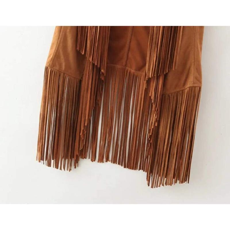 Paixpay's New Tassels Fringe Sleeveless Vest Cardigan Waistct Jacket Outwear Tops