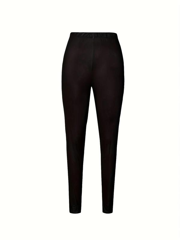 Women's Letter Print Skinny Pants, Casual Comfy Elastic Waist Leggings for Daily Wear, Ladies Bottoms for Spring & Fall