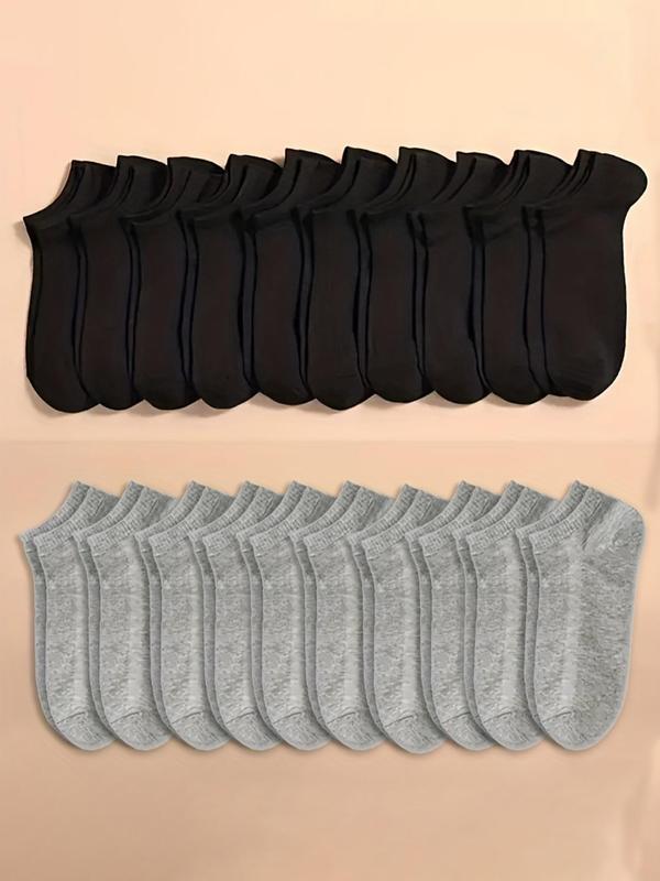 Unisex 20 Pairs Minimalist Solid Ankle Socks, Low Cut Comfy Breathable Socks for Women, Multipack Simple Basic Socks for Daily Wear, Women's Socks & Hosiery