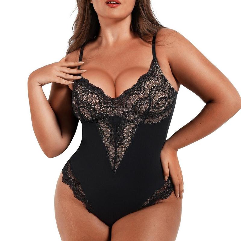 FeelinGirl Valentine's Day Sexy Low-back Ultra-versatile Lace Bodysuit tts Short Womenswear Comfort Tops Nylon