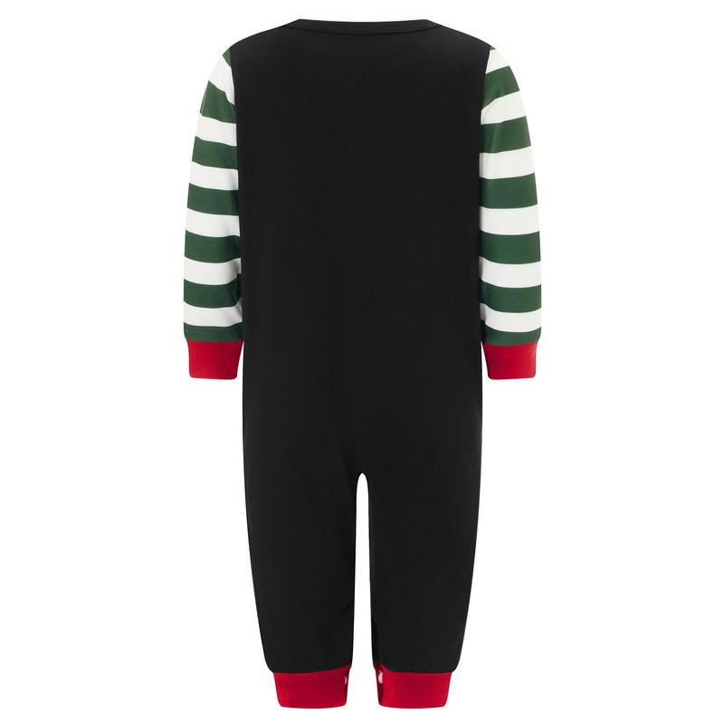 Matching Christmas Pajamas For Family, Long Sleeve Letters Print T-shirt with Striped Pants Sleepwear Loungewear