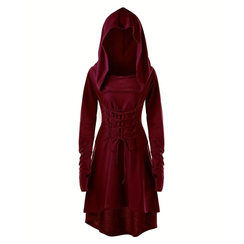 Long Sleeve Hooded Cosplay Dress, Halloween Party Dress, Women's Clothing