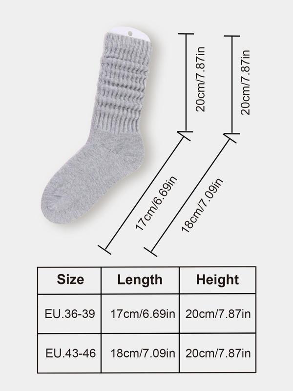 Women's Solid Crew Socks, Baggy Socks, Basic Simple Comfort Mid Calf Socks For Daily Wear, Women's Socks For All Seasons