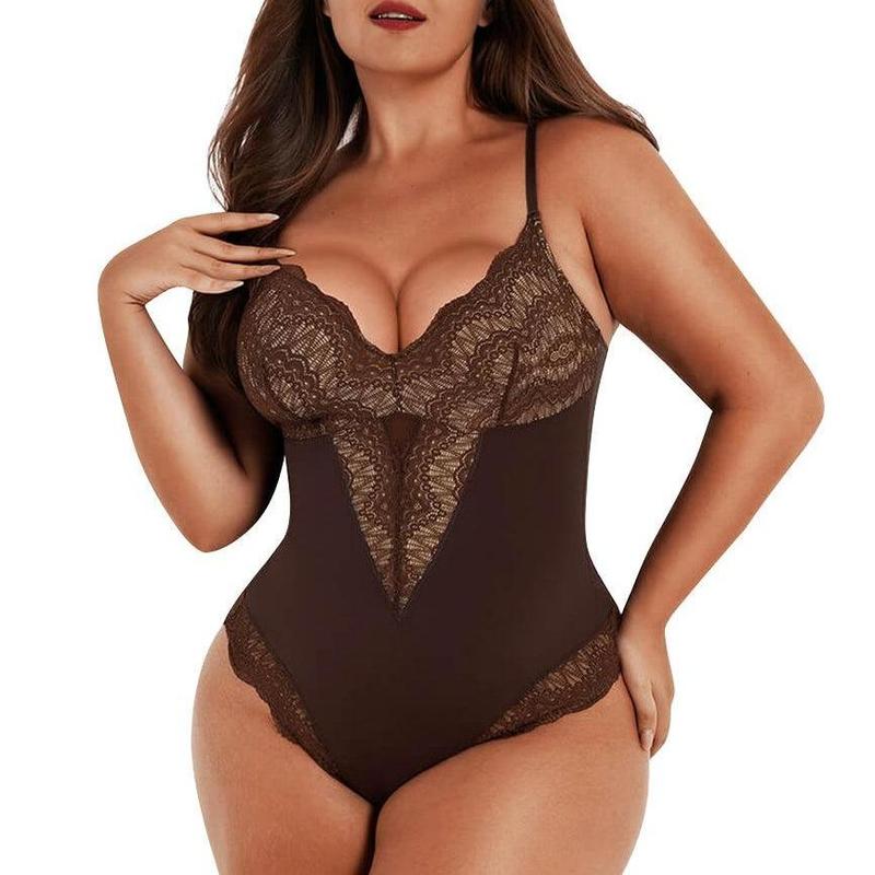 FeelinGirl Valentine's Day Sexy Low-back Ultra-versatile Lace Bodysuit tts Short Womenswear Comfort Tops Nylon