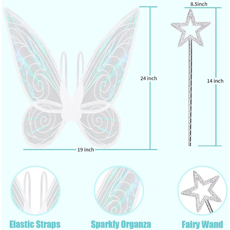 Light Up Fairy Wings for Women Girls Adult, LED Butterfly Wings Wand Halloween Costume  Dress Up