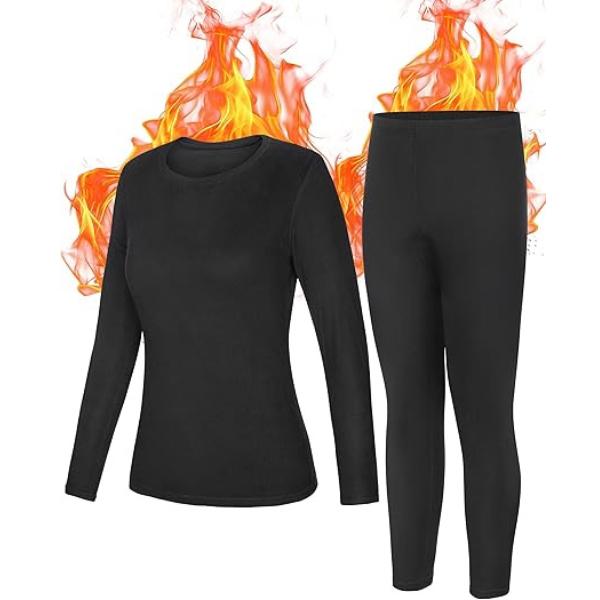 Thermal Underwear for Women - Fleece Lined Long Johns Top & Bottom Set, Ski Base Layer for Winter Cold Weather Fit Breathable Comfort Soft Outdoor