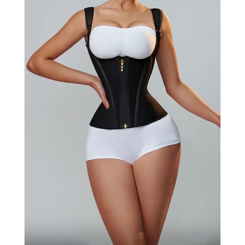 Multicolour Flat Belly Waist Trainer Double Compression Corset With Bone Adjustable Zipper Body Shaper Fajas Colombians Girdles