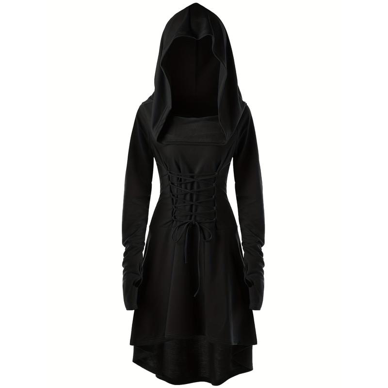 Long Sleeve Hooded Cosplay Dress, Halloween Party Dress, Women's Clothing