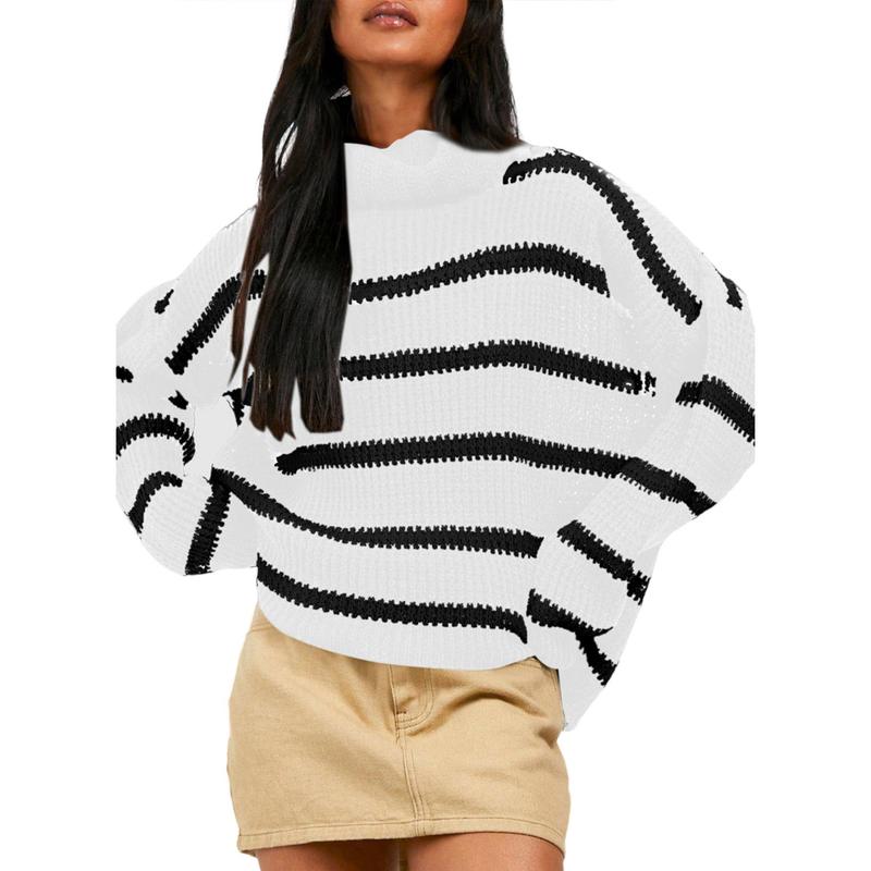 Dokotoo CHUNKY OVERSIZED STRIPE V NECK JUMPER women's pullover sweater