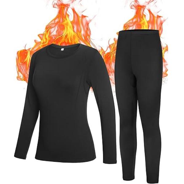 Thermal Underwear for Women - Fleece Lined Long Johns Top & Bottom Set, Ski Base Layer for Winter Cold Weather Fit Breathable Comfort Soft Outdoor