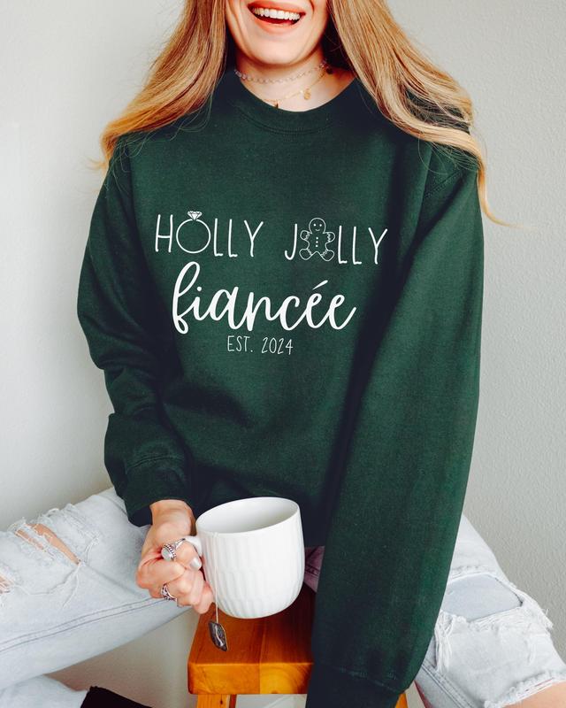 Fiance Christmas Couple Crewneck Sweatshirt Fiancee Matching Christmas Shirt Engagement Gift Proposal Gift Crewneck Sweatshirt