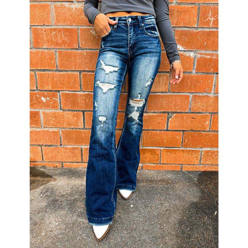 DARK WASH Kara Distressed Denim Jeans