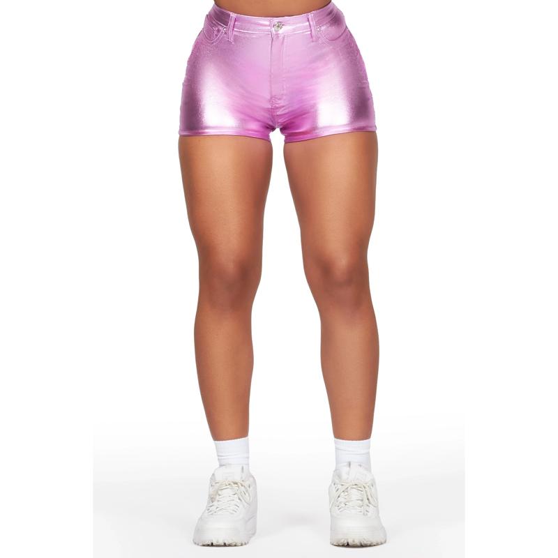 Racasha Reflective Pink PU Short