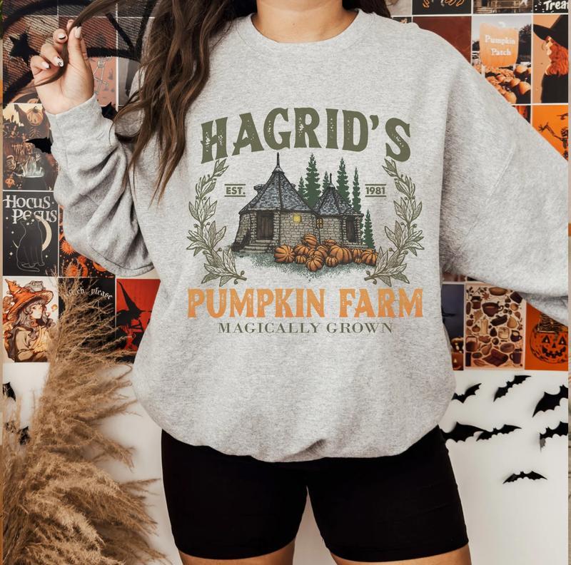 Hagrid's Pumpkin Patch Sweatshirt - Tshirt - Hoodie, Vintage Fall Shirt, Retro Halloween Shirt, Pumpkin Patch Sweatshirt, Wizard Halloween Shirt, Spooky Season, For Men, For Women, Casual, Classic Fashion