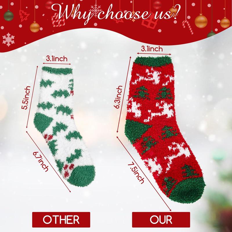 6 Pairs Christmas Socks Women - Fuzzy Christmas Socks, Colorful Warm Fluffy Slipper Socks for Women