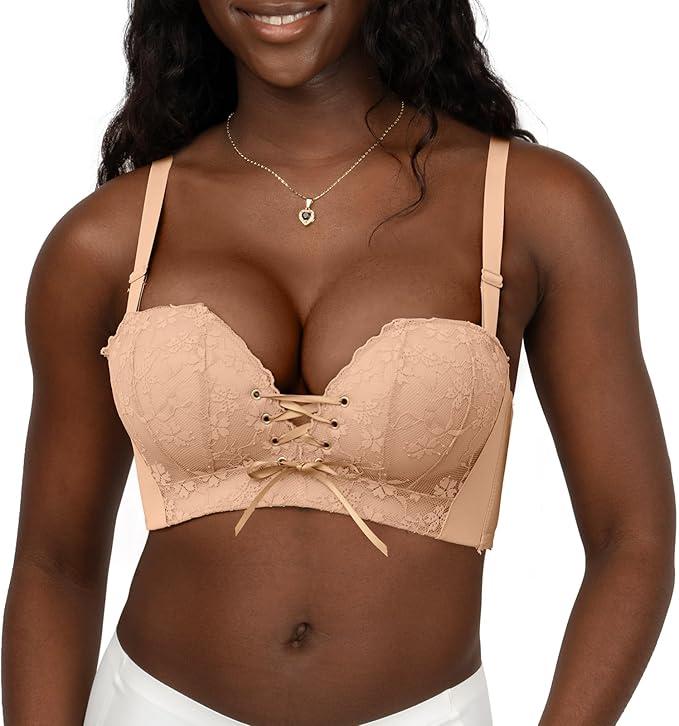 FallSweet Add Two Cup Lace Bras for Women Push Up Wirefree Brassieres