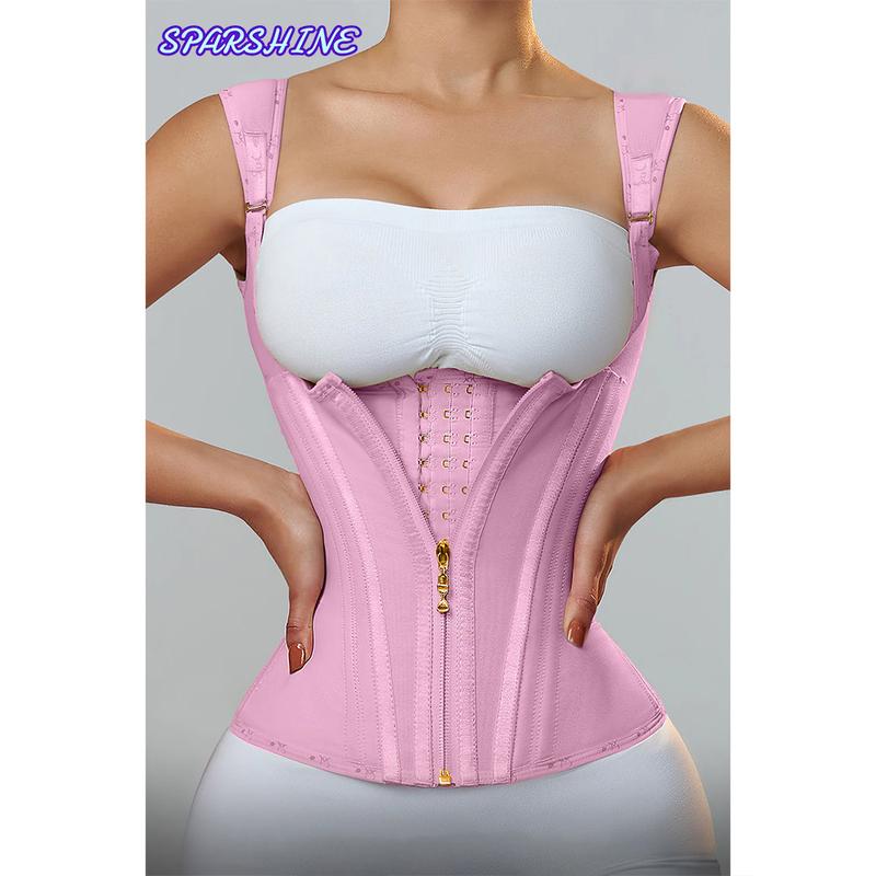 Multicolour Flat Belly Waist Trainer Double Compression Corset With Bone Adjustable Zipper Body Shaper Fajas Colombians Girdles