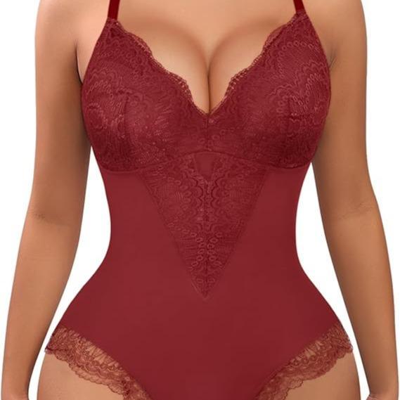 FeelinGirl Valentine's Day Sexy Low-back Ultra-versatile Lace Bodysuit tts Short Womenswear Comfort Tops Nylon