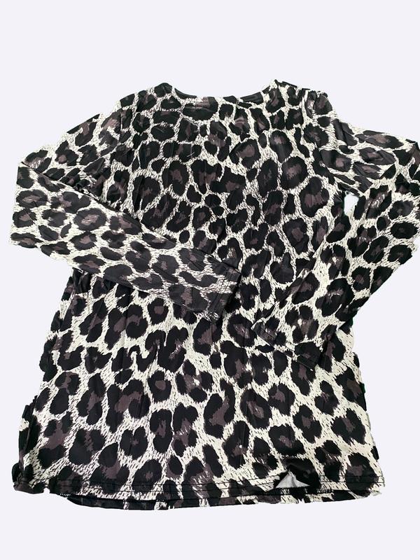 Women's Leopard Print Wrap Deep V Neck Tee, Elegant Long Sleeve Top for Spring & Fall, Ladies Clothes for Daily Wear