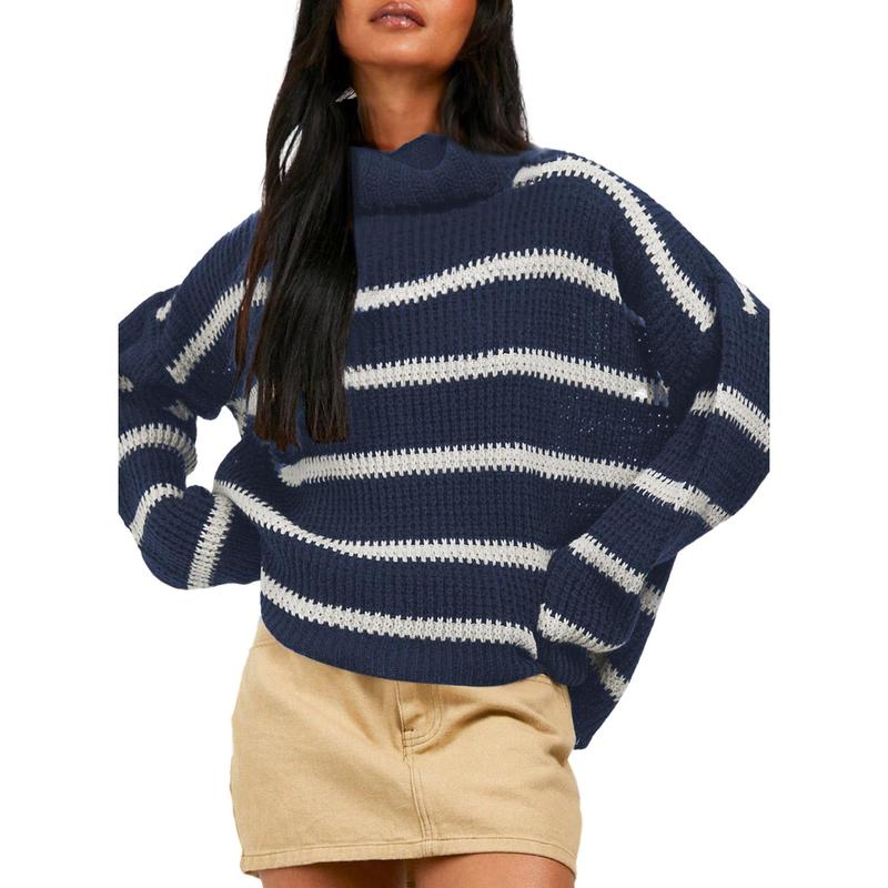 Dokotoo CHUNKY OVERSIZED STRIPE V NECK JUMPER women's pullover sweater