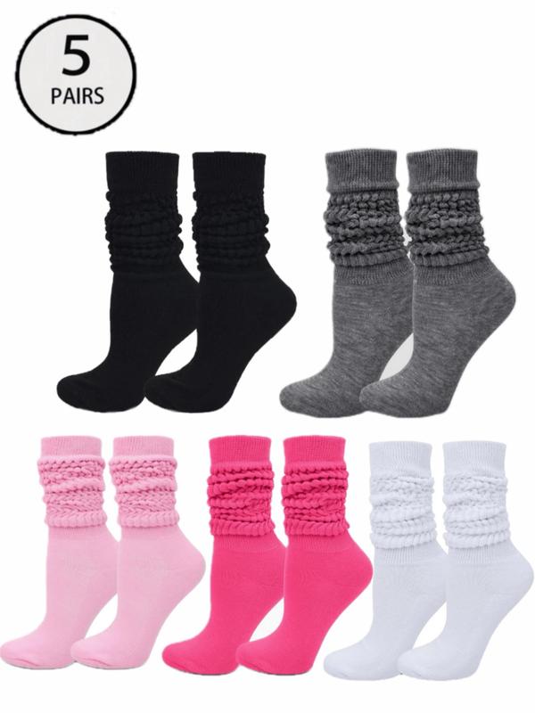 Women's Random Color Crew Socks, Baggy Socks, Fashionable Cozy Warm Thickened Shirred Socks for Fall & Winter, Women's Socks for Daily Wear