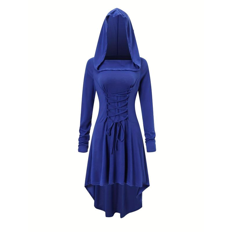 Long Sleeve Hooded Cosplay Dress, Halloween Party Dress, Women's Clothing