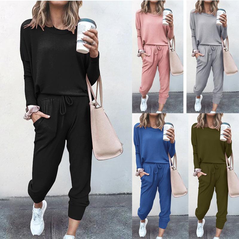 Autumn New Independent Women's Clothing Home Solid Color Casual Fashion