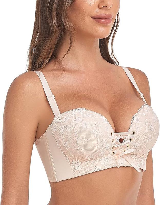 FallSweet Add Two Cup Lace Bras for Women Push Up Wirefree Brassieres