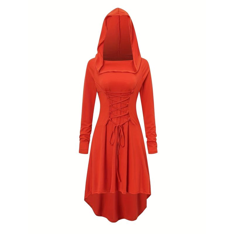 Long Sleeve Hooded Cosplay Dress, Halloween Party Dress, Women's Clothing