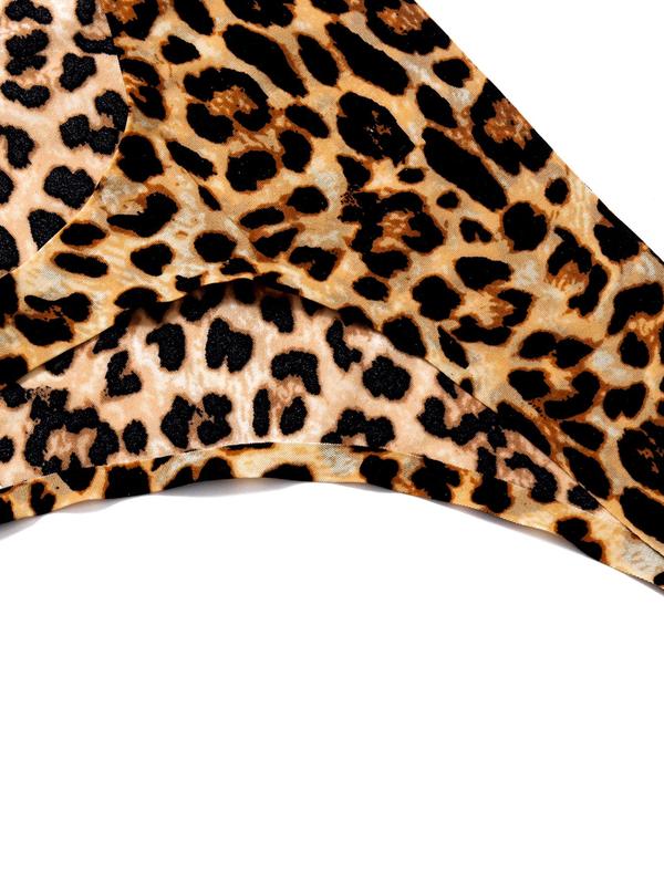 Women's Leopard Print Sexy Thong, Soft Comfy Breathable Seamless Panty for Daily Wear, Ladies Underwear for All Seasons