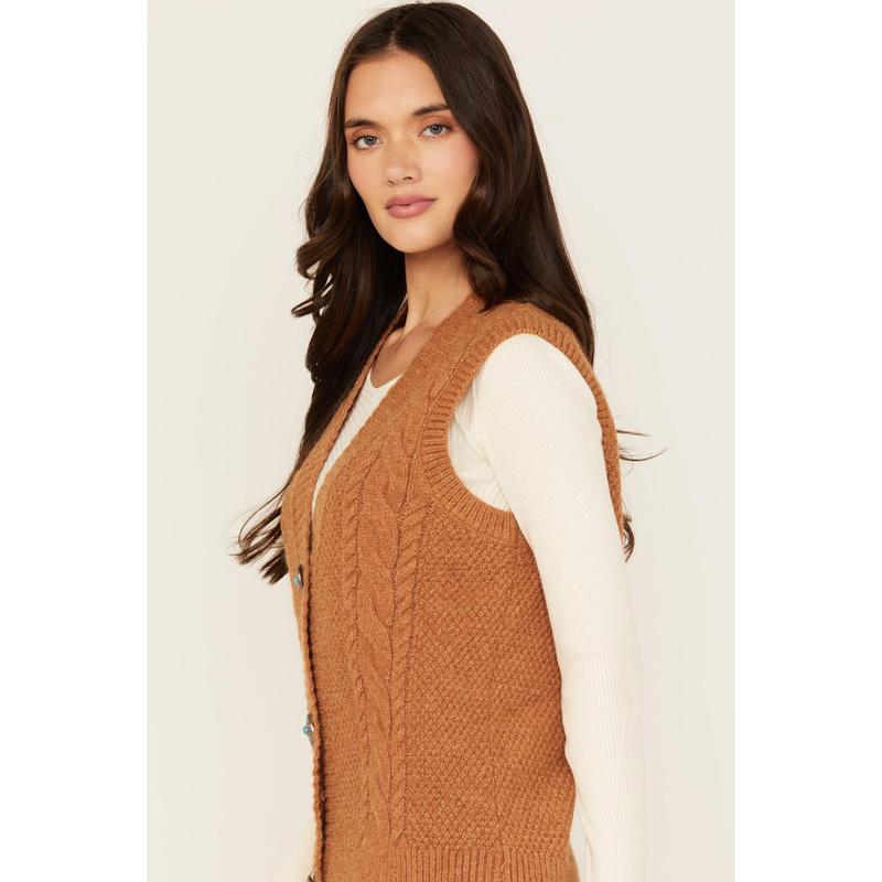 Cotton Women's And Rye Novelty Pun Cable Knit Vest - Crv812ca