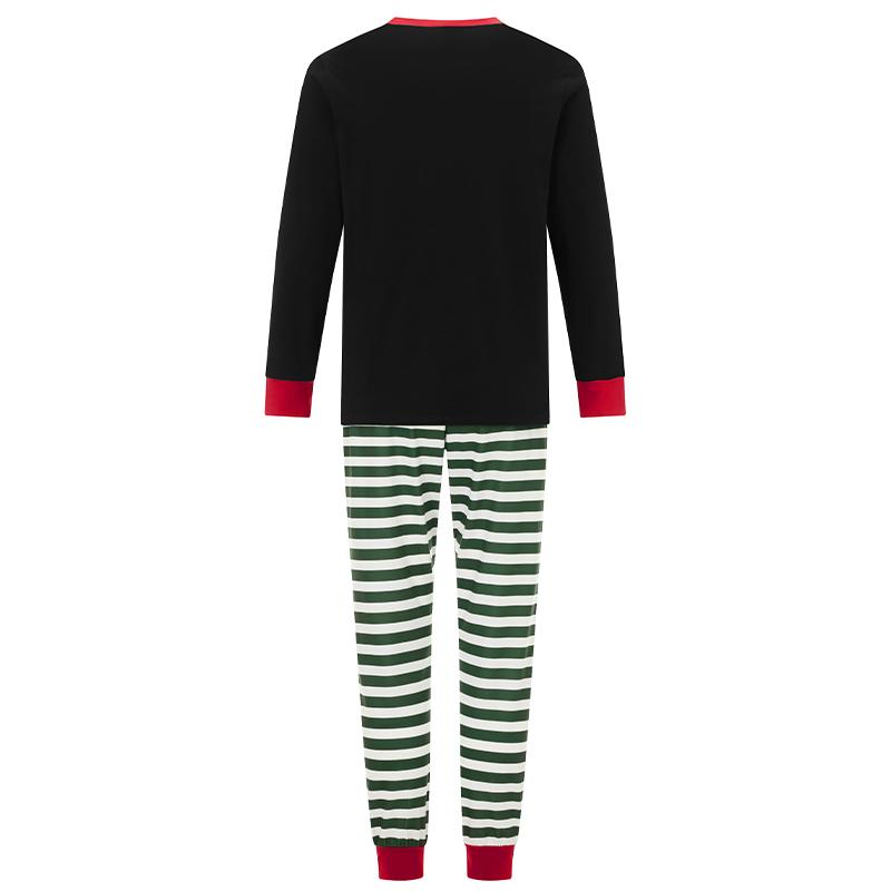 Matching Christmas Pajamas For Family, Long Sleeve Letters Print T-shirt with Striped Pants Sleepwear Loungewear