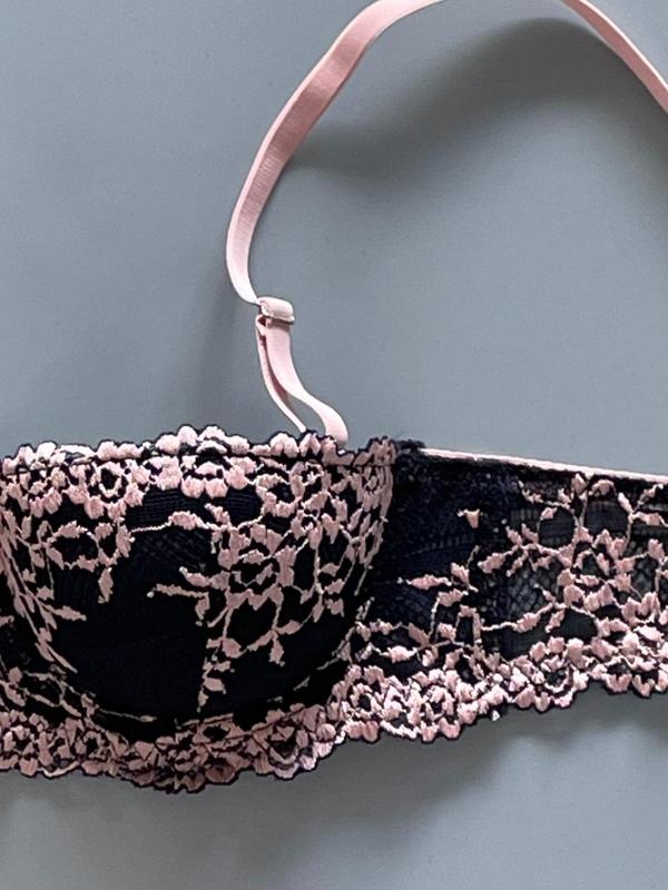 Women's Chic Bow Decor Underwire Lace Bra, Lady Sexy Comfort Floral Print Adjustable Spaghetti Strap Push Up Bra, Bras for Women, Fashion Underwire Lingerie for All Seasons, Womenswear Underwear