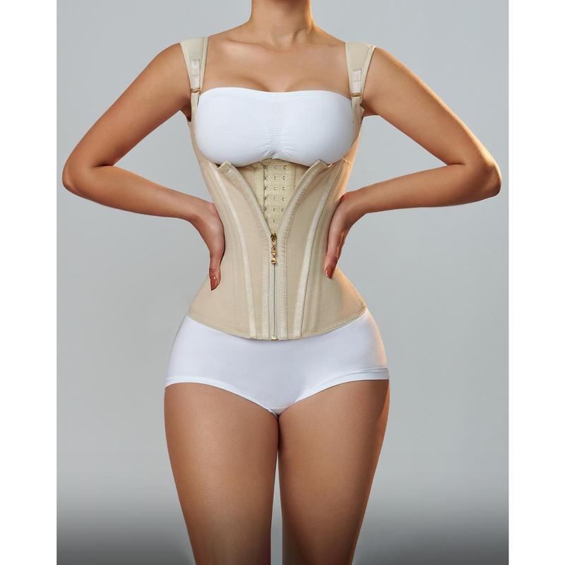 Multicolour Flat Belly Waist Trainer Double Compression Corset With Bone Adjustable Zipper Body Shaper Fajas Colombians Girdles