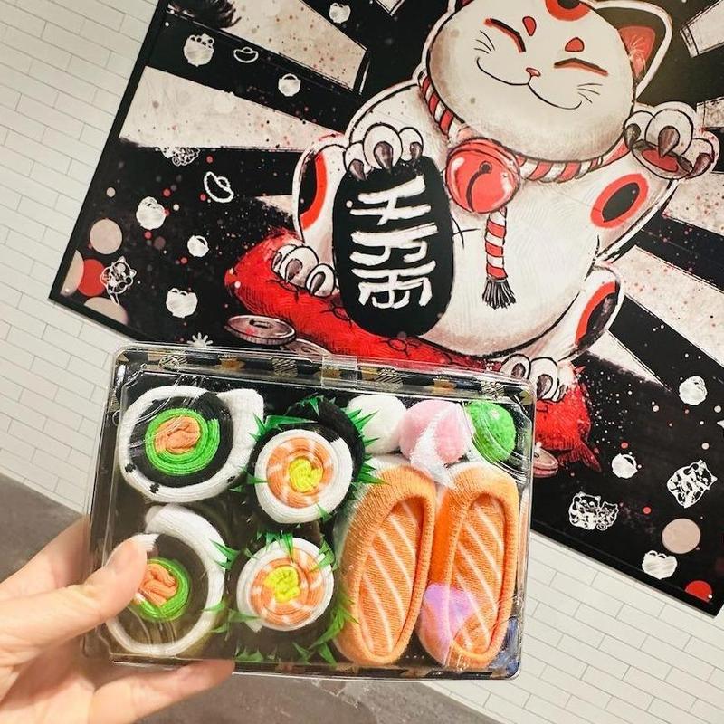 3-Pack Unisex Novelty Sushi Socks-Fun Gift Stocking Stuffer for Parties, Holidays,Birthdays, Halloween, and Christmas | Festivesoft mid-calf socks