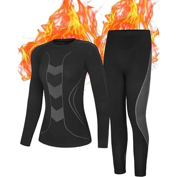 Thermal Underwear for Women - Fleece Lined Long Johns Top & Bottom Set, Ski Base Layer for Winter Cold Weather Fit Breathable Comfort Soft Outdoor