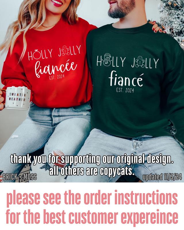 Fiance Christmas Couple Crewneck Sweatshirt Fiancee Matching Christmas Shirt Engagement Gift Proposal Gift Crewneck Sweatshirt