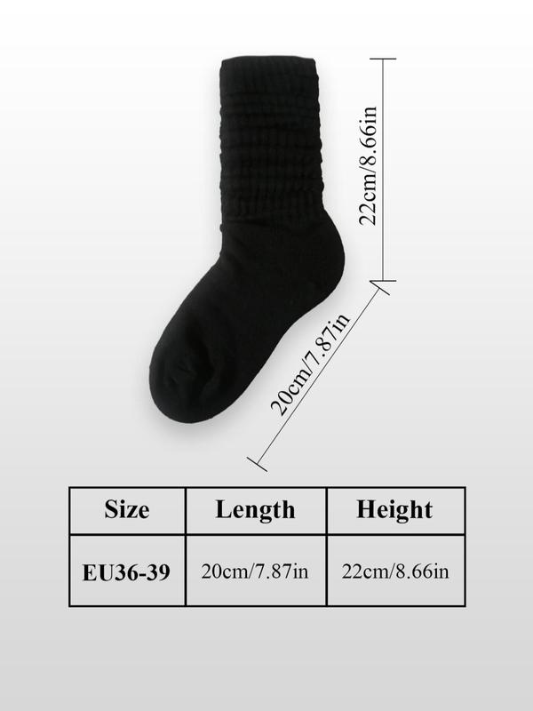 Women's Solid Crew Socks, Baggy Socks, Basic Simple Comfort Mid Calf Socks For Daily Wear, Women's Socks For All Seasons