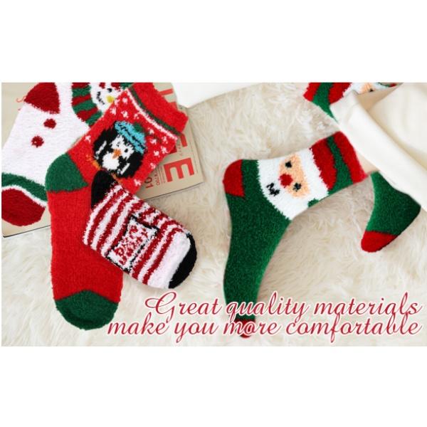 6 Pairs Christmas Socks Women - Fuzzy Christmas Socks, Colorful Warm Fluffy Slipper Socks for Women