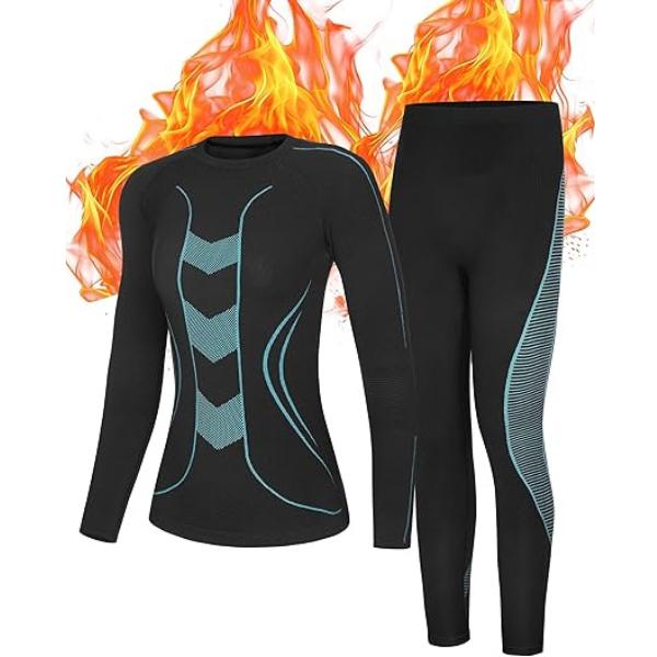 Thermal Underwear for Women - Fleece Lined Long Johns Top & Bottom Set, Ski Base Layer for Winter Cold Weather Fit Breathable Comfort Soft Outdoor