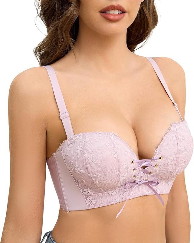 FallSweet Add Two Cup Lace Bras for Women Push Up Wirefree Brassieres