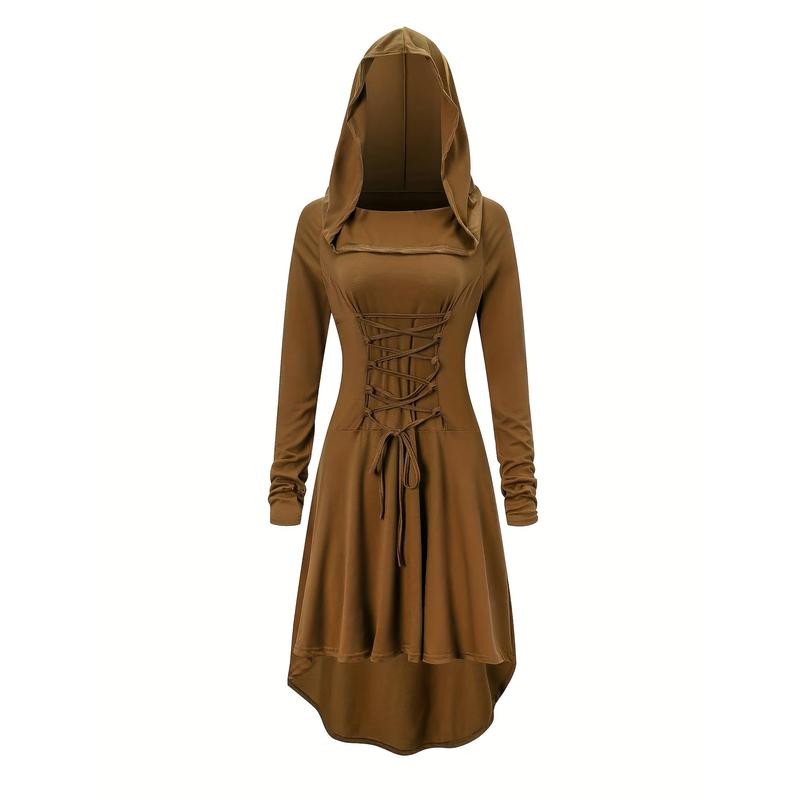 Long Sleeve Hooded Cosplay Dress, Halloween Party Dress, Women's Clothing