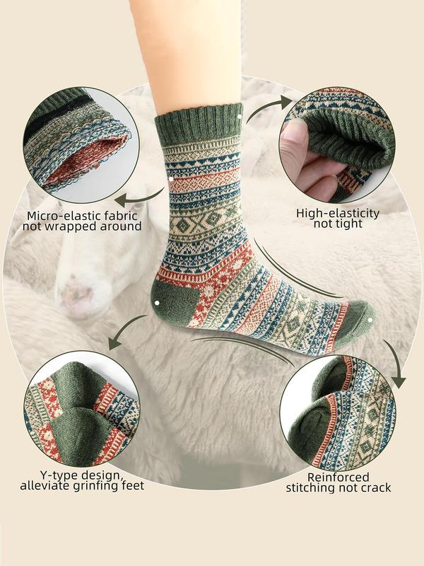 Women's All Over Print Mid-calf Socks, Casual Soft Comfy Breathable Socks for Fall & Winter, Women's Socks for Daily Wear