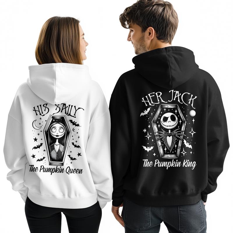 Jack And Sally Couple Hoodie, Her Jack His Sally Couple Sweatshirt, King Queen Couple Shirt, Valentine's Day Gift For Her Him, Anniversary Gifts