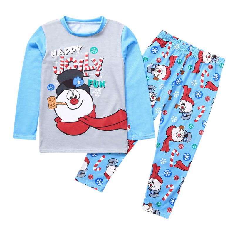 New Family Matching Christmas Pajamas Set Cotton Christmas Snowman Print T-Shirt Pants Pajamas for Family